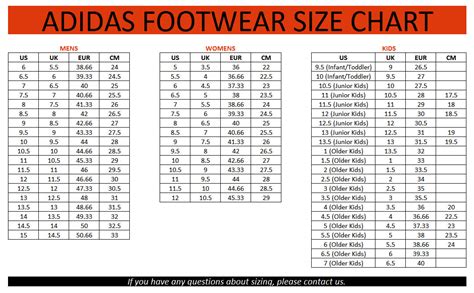 Adidas Originals Size Chart