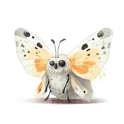 Premium AI Image | Minimalist Digital Drawing of a Cute Moth on White Background