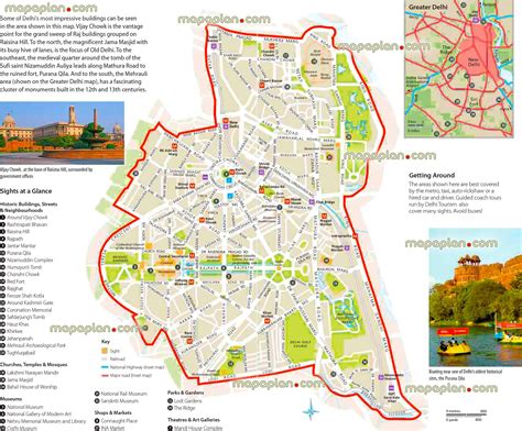 Map of New Delhi tourist: attractions and monuments of New Delhi