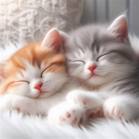 Gatitos lindos durmiendo en un paño de piel | Foto Premium