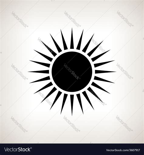 Silhouette sun with rays on a light background Vector Image