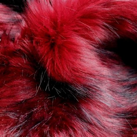 Realistic faux fur fabric, soft and silky effect – Red-black | furfabric.lt