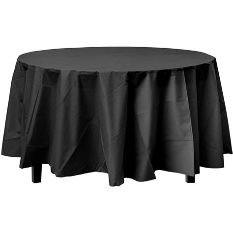 Exquisite 84” Round Tablecloth Cover - Black Disposable Plastic ...