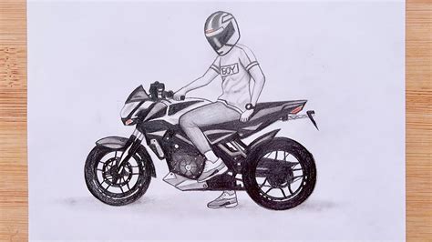 Easy way to draw a boy with bike - step by step || Pencil Sketch for beginners - YouTube