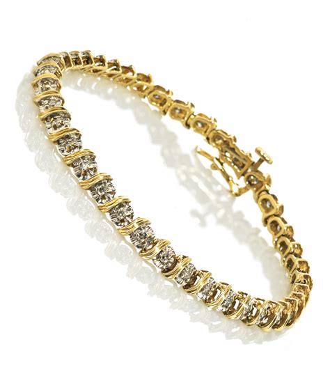 14K Yellow Gold Fancy Ladies Tennis Bracelet with Diamonds Women`s 2.62 ct.t.w - Walmart.com