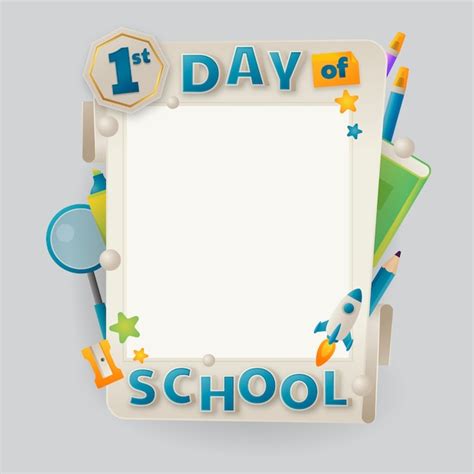 Premium Vector | Gradient first day of school frame design