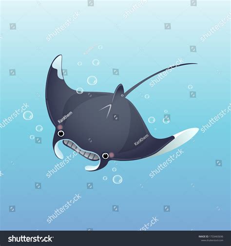 Vector Illustration Cute Cartoon Manta Ray Stock Vector (Royalty Free) 1733465696 | Shutterstock