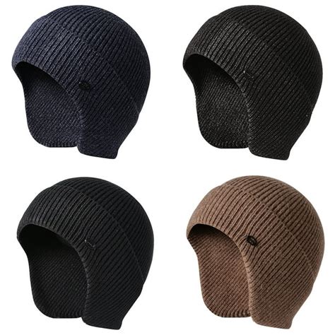 Men Women Knit Hat Winter Warm Stretch Beanie Ear Flaps Cap Outdoor Work Ski - Walmart.com ...