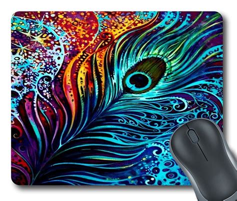 GCKG Colorful Peacock Design Mouse Pad Personalized Unique Rectangle ...