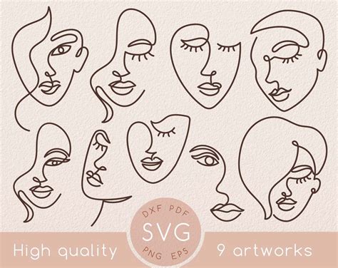 One Line Woman Abstract Face Svg Drawing Abstract Minimal - Etsy