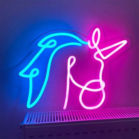 Aesthetic Neon Unicorn Line Art For Your Kid's Bedroom & Playroom