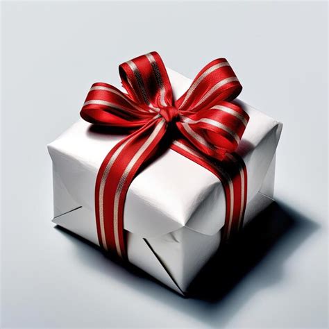 Premium AI Image | a white gift wrap or box with red ribbon isolated