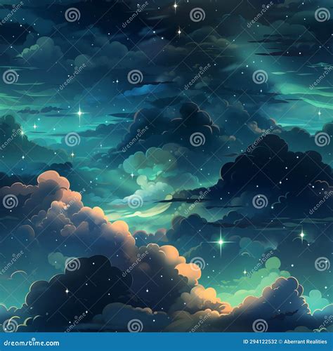 A Night Sky with Clouds and Stars Stock Illustration - Illustration of backdrop, abstract: 294122532