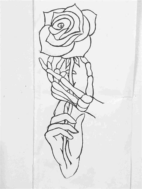 Skeleton Hand Holding Rose Drawing at PaintingValley.com | Explore ...