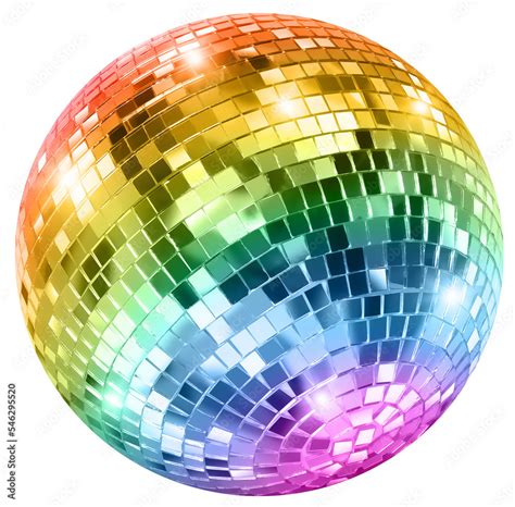 Shiny disco mirror ball reflect rainbow colors isolated 스톡 사진 | Adobe Stock