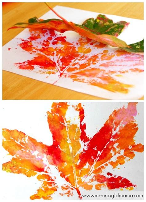 Fall Leaf Prints - Meaningfulmama.com | Fun fall crafts, Fall crafts diy, Fall crafts for kids