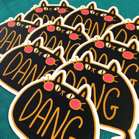 Dang Cat Vinyl Sticker Cute Fat Black Cat Decal Funny | Etsy