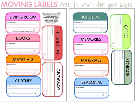 Free Printable: Moving Box Labels (pdf) - iHannas Blog