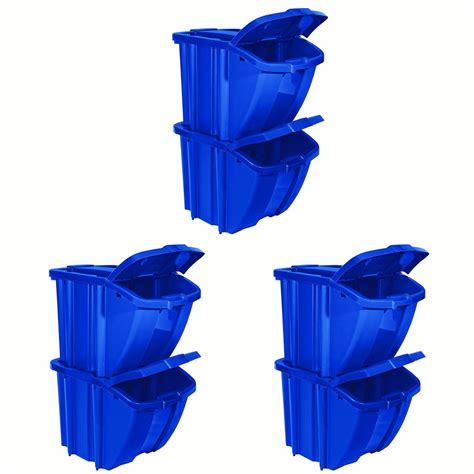 Suncast BH18BLUE2 Stackable Recycling Bin Containers with Lids, Blue (6 Pack) | Walmart Canada