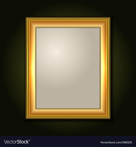 Gold picture frame with light canvas Royalty Free Vector