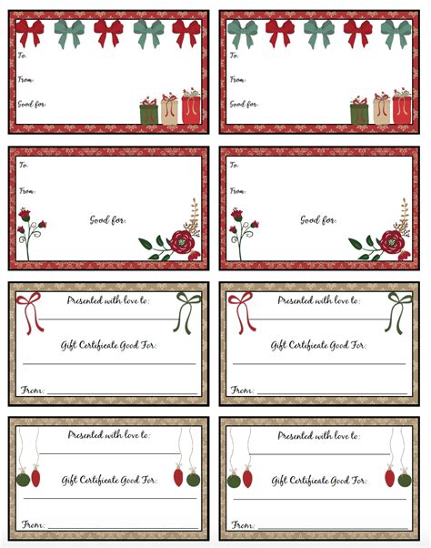 FREE Printable Christmas Gift Certificates: 7 Designs, Pick Your Favorites