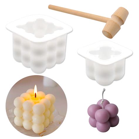 Buy POPMISOLER 3 Pack Silicone Candle Mold with Mallet, 3D Handmade ...