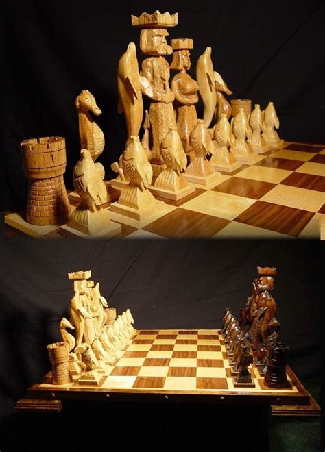 Chess Set Handmade Atlantis Chess Set on etsy handcarved