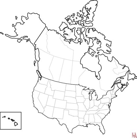 Outline Map Of United States And Canada