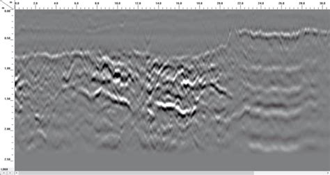 Single GPR profile showing the strong layer boundary at a depth of 0.3m... | Download Scientific ...