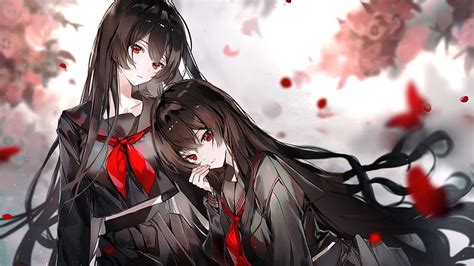 Black Hair Long Hair Red Eyes Anime Girl, HD wallpaper | Peakpx