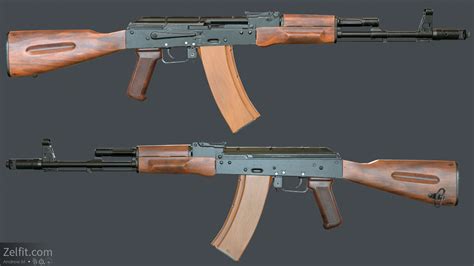 AK-74, wooden accessories and plastic clip — polycount