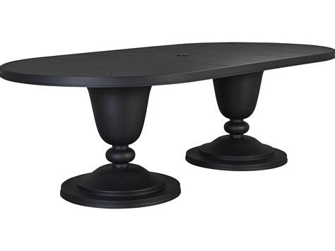 Lane Venture Winterthur Obsidian Black Aluminum Oval Double Pedestal ...