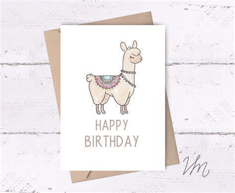 Llama Birthday Card Happy Birthday Card Printable Birthday - Etsy ...