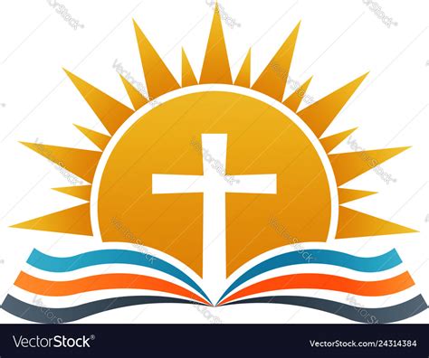 Cross over bible religion logo Royalty Free Vector Image