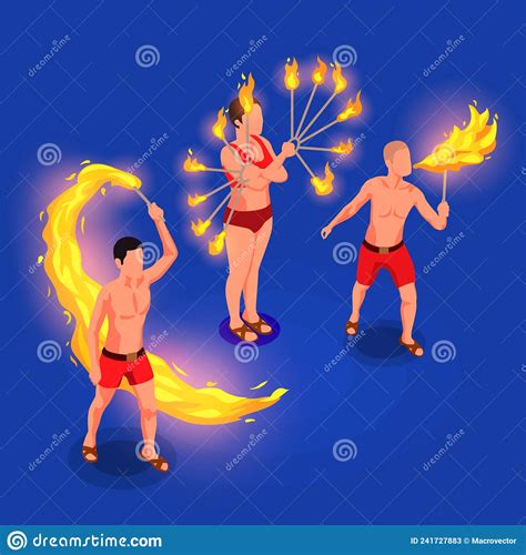 Fire Show Performers stock vector. Illustration of artist - 241727883