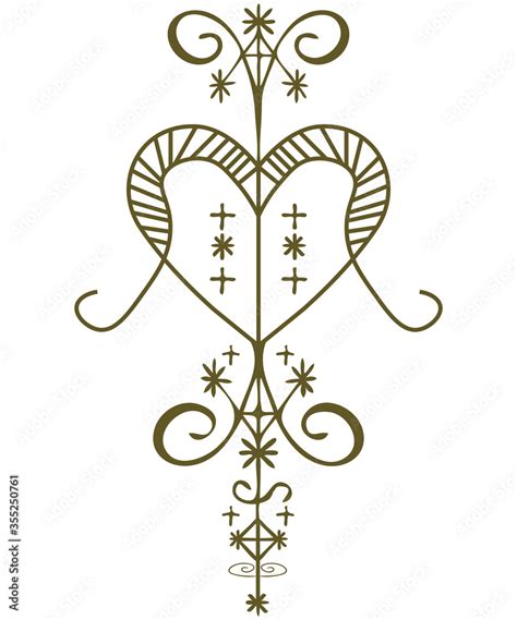 Erzulie Freda Voodoo Loa of Love veve or sign. Oshun Orisha symbol. Stock Vector | Adobe Stock