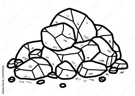 rock heap / cartoon vector and illustration, black and white, hand drawn, sketch style, isolated ...