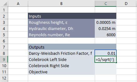 Colebrook Equation Solver in Excel - EngineerExcel