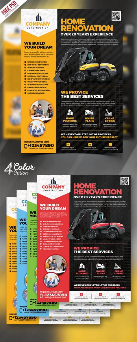 Construction Company Flyer Free PSD Bundle | PSDFreebies.com