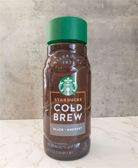 starbucks cold brew coffee bottle sitting on a counter