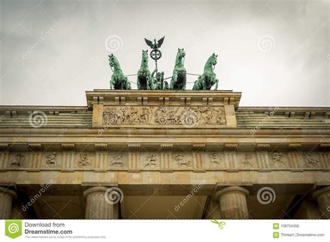 Brandenburg Gate Quadriga Under Heavy Dramatic Sky Stock Photo - Image of monument, landmark ...