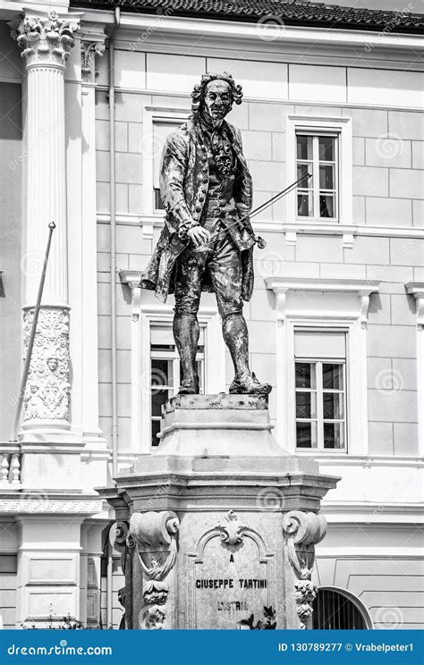 Giuseppe Tartini Statue in Piran, Colorless Stock Image - Image of ...