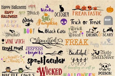 Halloween Word Art Clipart By Digital Curio | TheHungryJPEG