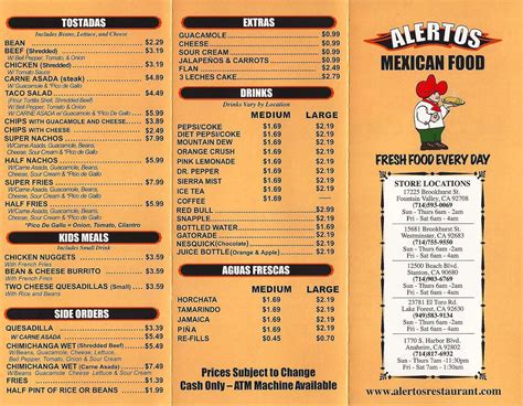 Alertos Mexican Food Menu, Menu for Alertos Mexican Food, Fountain Valley, Orange County ...