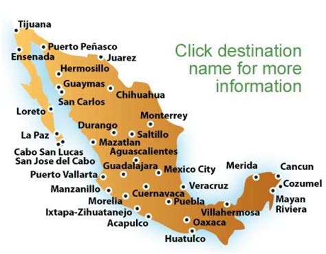 Mexico beaches map - Map of beaches in Mexico (Central America - Americas)