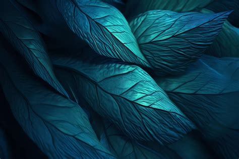 Premium Photo | Blue leaf wallpaper