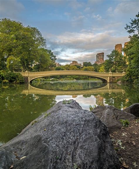 Bow bridge Central Park stock image. Image of scenery - 101461805