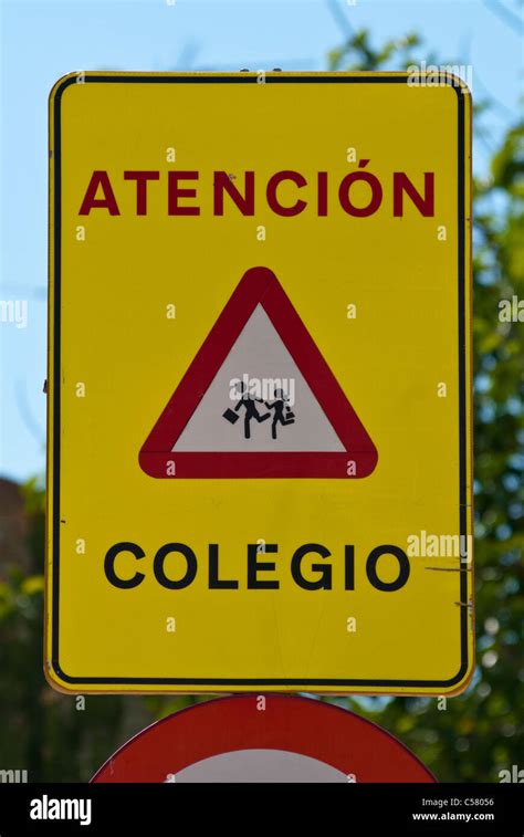 Spanish School Road Sign Spain Signs Stock Photo - Alamy