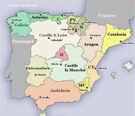 Regions or autonomous communities of Spain