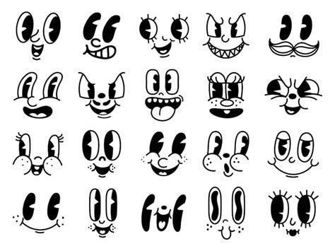 Premium Vector | Vintage 50s cartoon and comic happy facial expressions ...